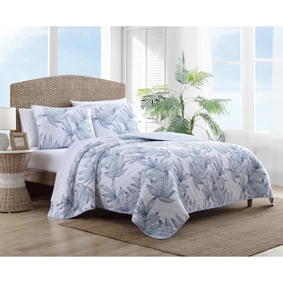 Tommy Bahama Kayo Blue Cotton Reversible Quilt Set