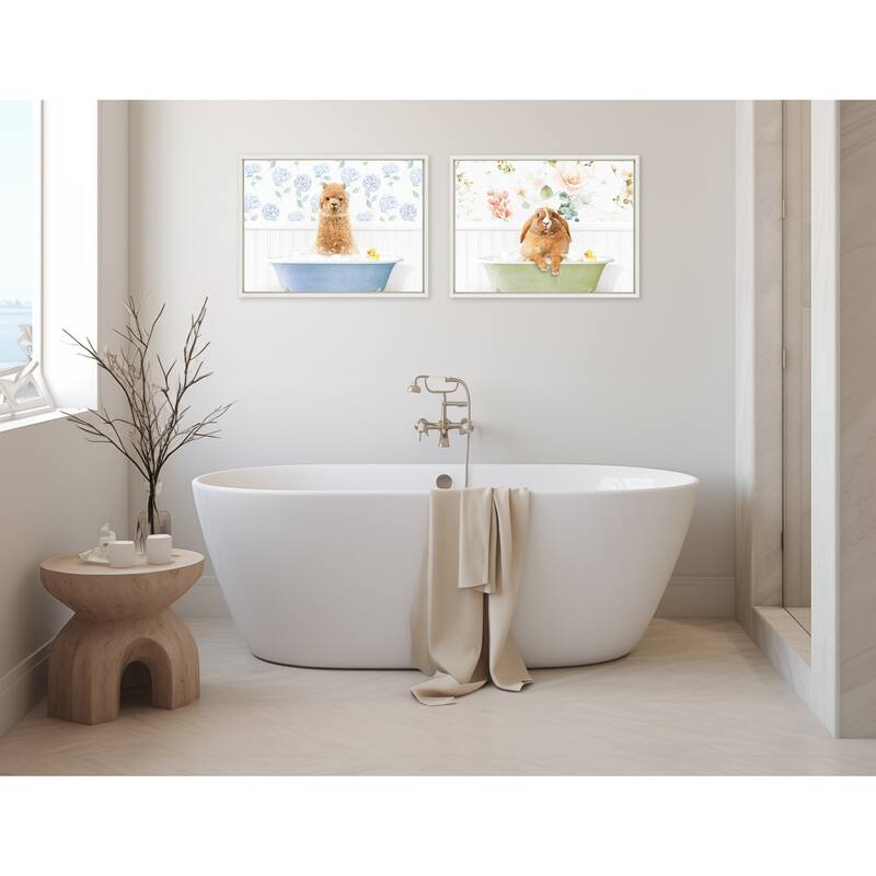 Kate and Laurel Sylvie Baby Hydrangea Bath Canvas by Amy Peterson