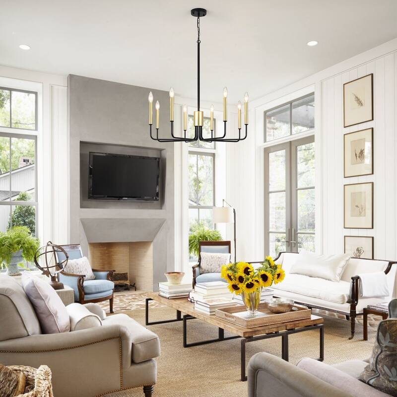8-Light 29.52-inch Farmhouse Candle Chandelier for Foyer Kitchen Bedroom