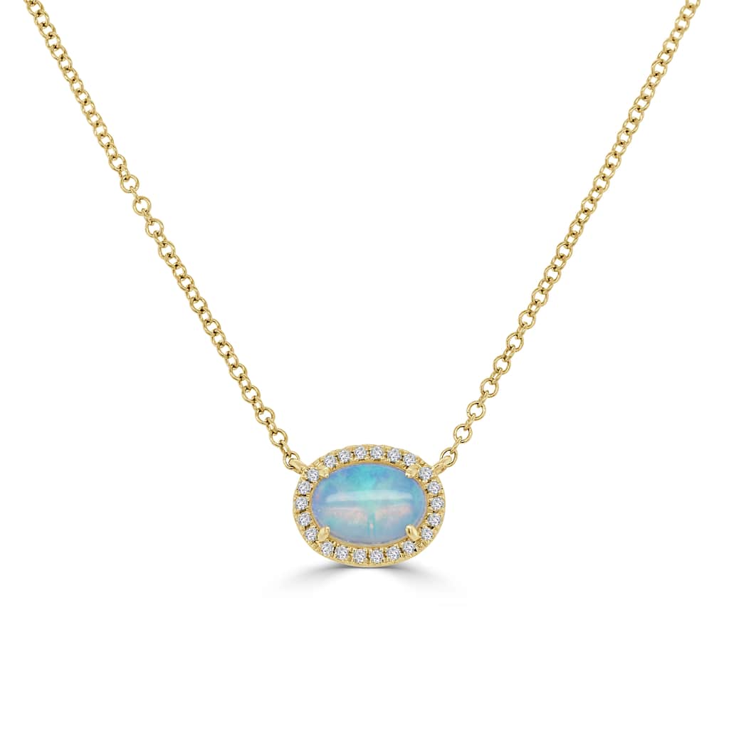 Joelle Collection Oval Opal & Diamond Necklace