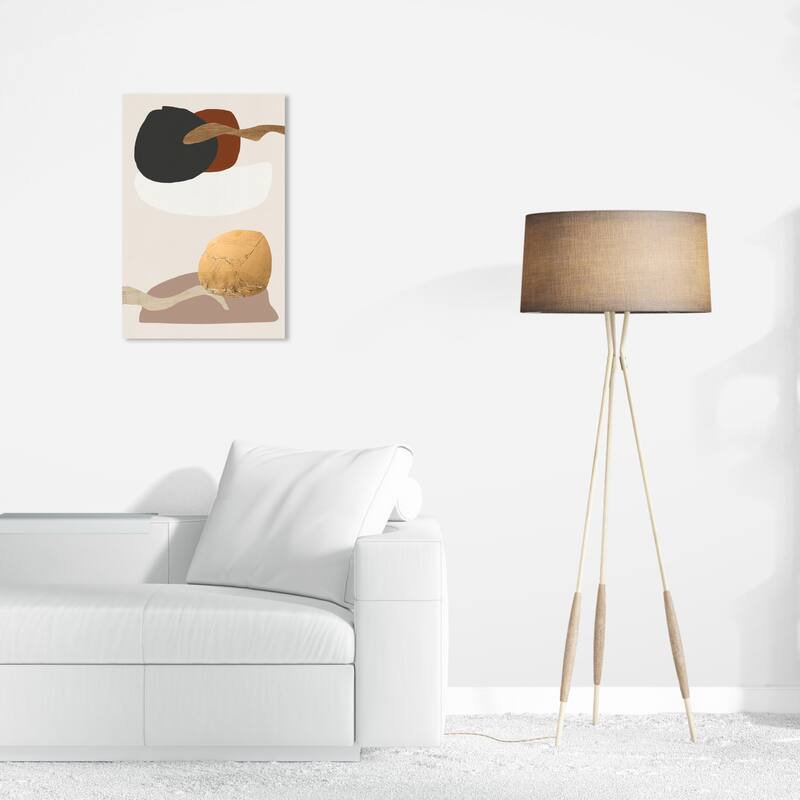 Wynwood Studio Canvas Abstract Dos Lunas Una Costa Gold and Metallic Gold Mid-Century Modern Wall Art Canvas Print - 24 x 16