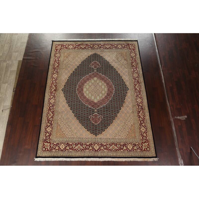 Wool/ Silk Tabriz Mahi Persian Vegetable Dye Area Rug Hand-knotted - 8'1" x 10'5"