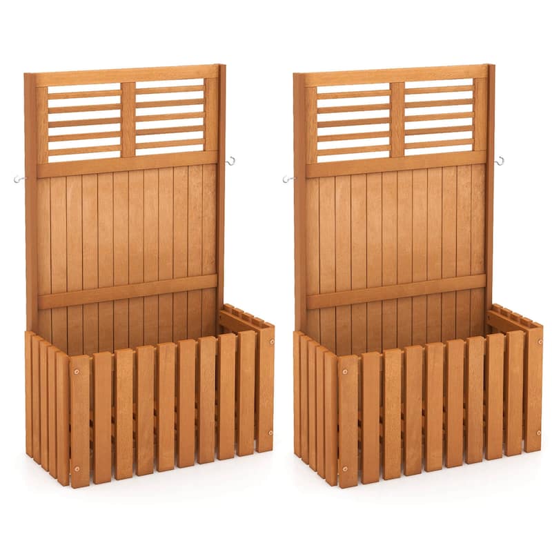 Costway 1/2 PCS Wooden Plant Stand Raised Garden Bed with Trellis & - 2 PCS