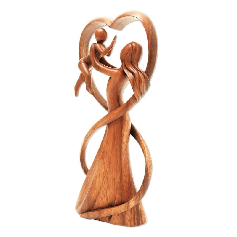 Novica Handmade Reunion Wood Statuette - 11.5 H * 5.5 W