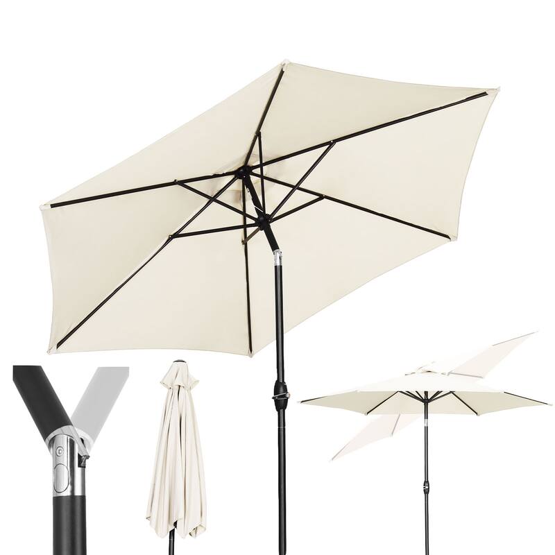 Autlaycil 9ft Patio umbrella Outdoor umbrella With Push-Button Tilt & Crank for Pool, Garden