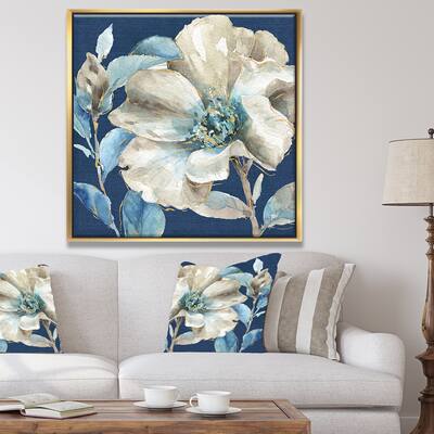 Designart "Indigold Watercolor Flower I" Farmhouse Framed Canvas