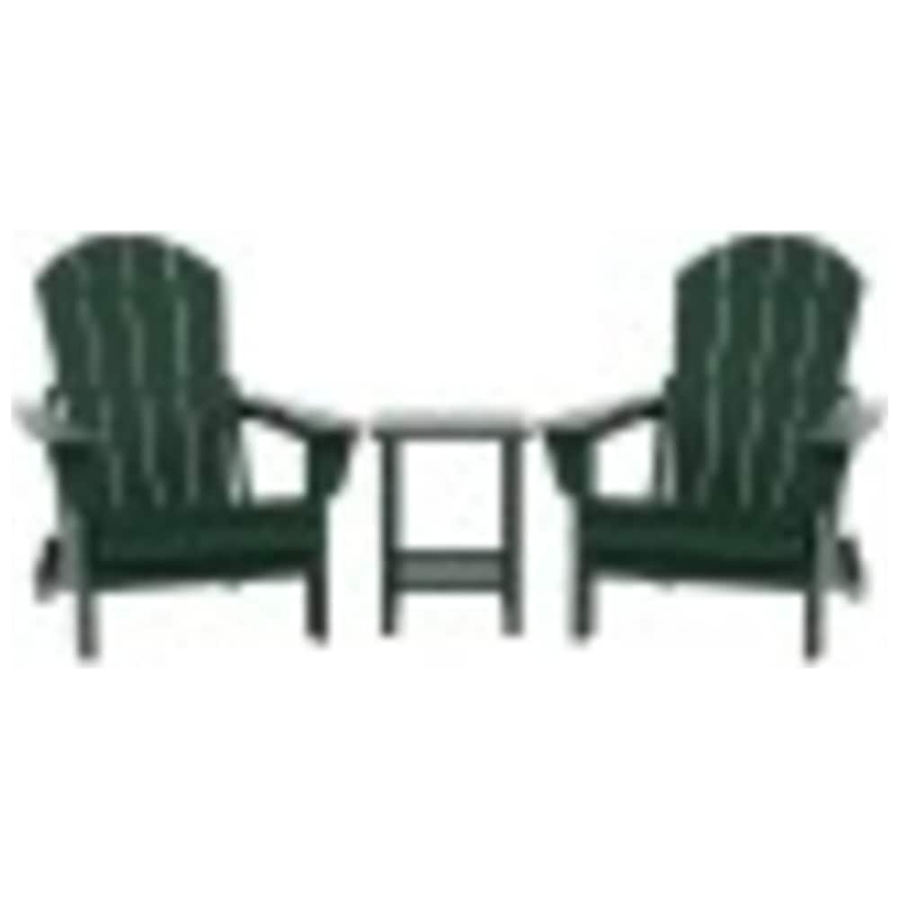 Laguna Hdpe All Weather Outdoor Patio Foldable Adirondack Chairs With Side Table (3-Piece Set)