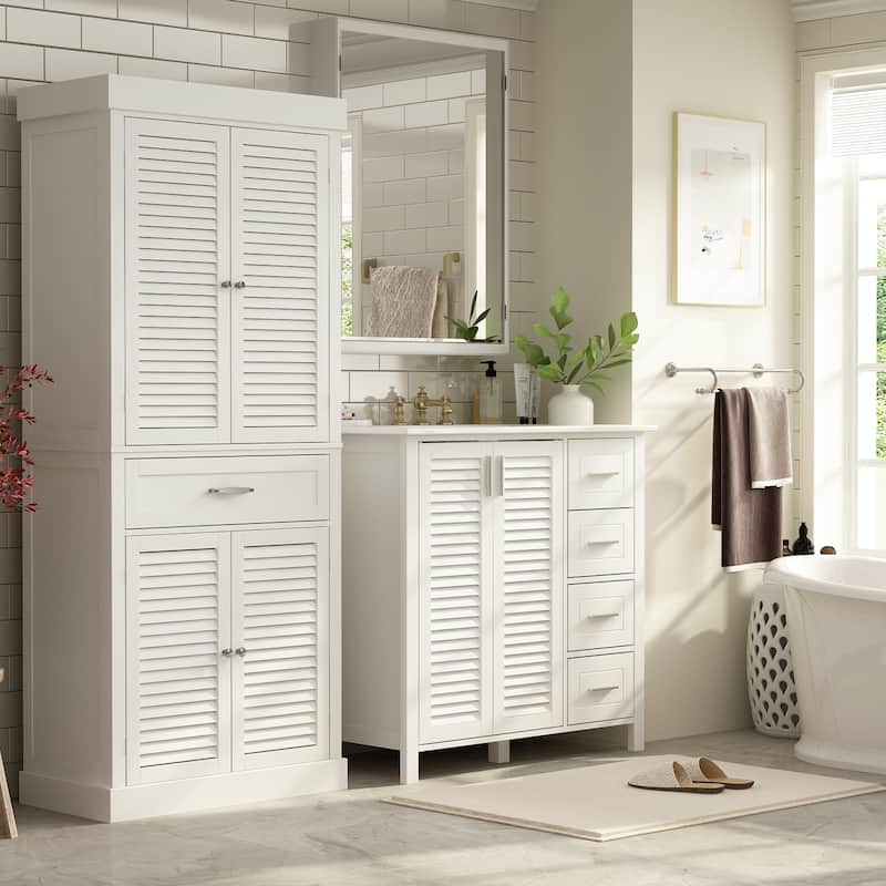 Timechee 30"Bathroom Cabinet Storage Cabinet Doors Wooden Floor Cabinet