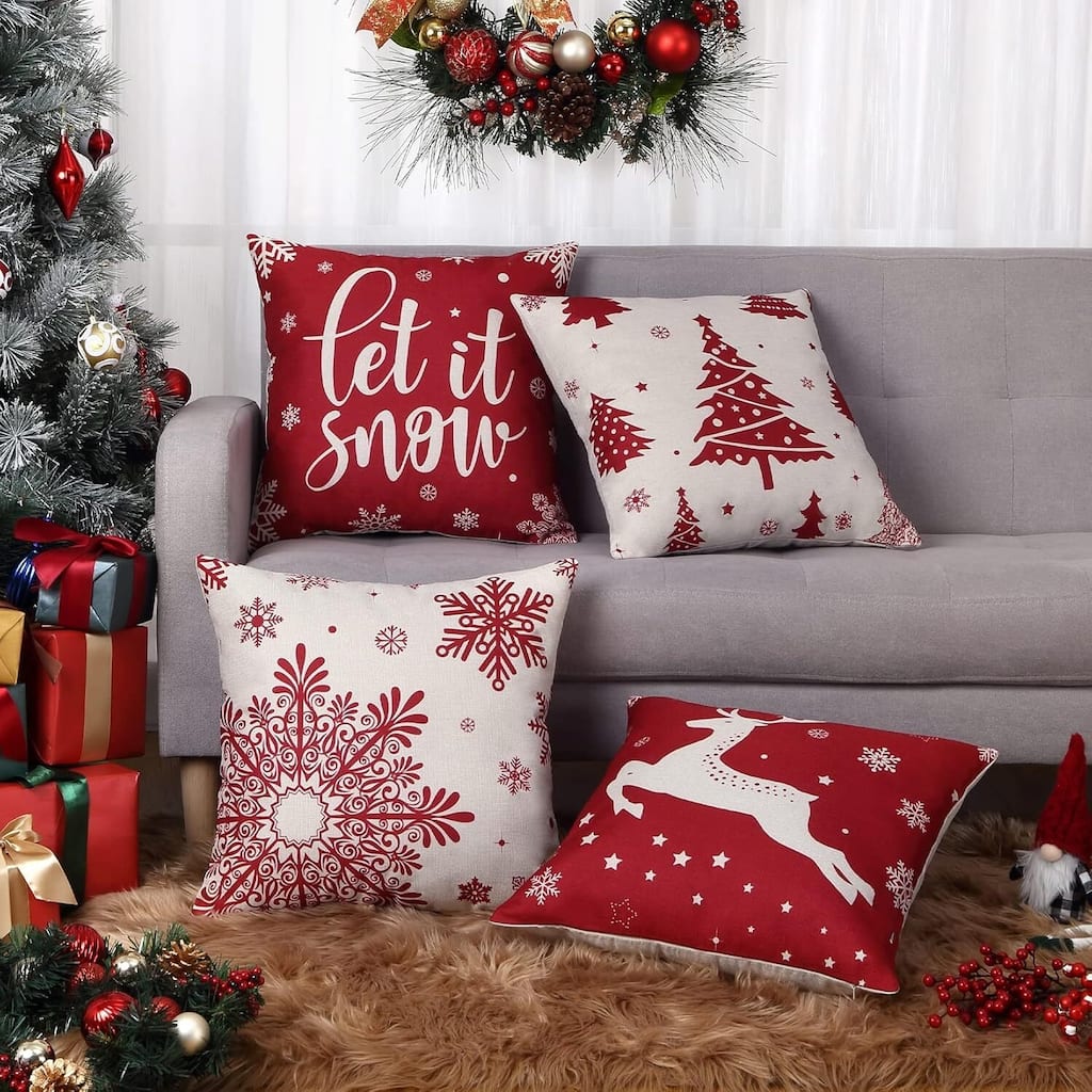 18x18 inch Xmas Winter Holiday Decorations Pillow Covers, Pillow Case