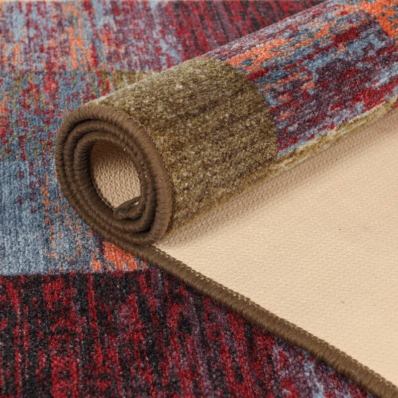 Superior Lockwood Color Block Non-Slip Washable Indoor Runner or Area Rug