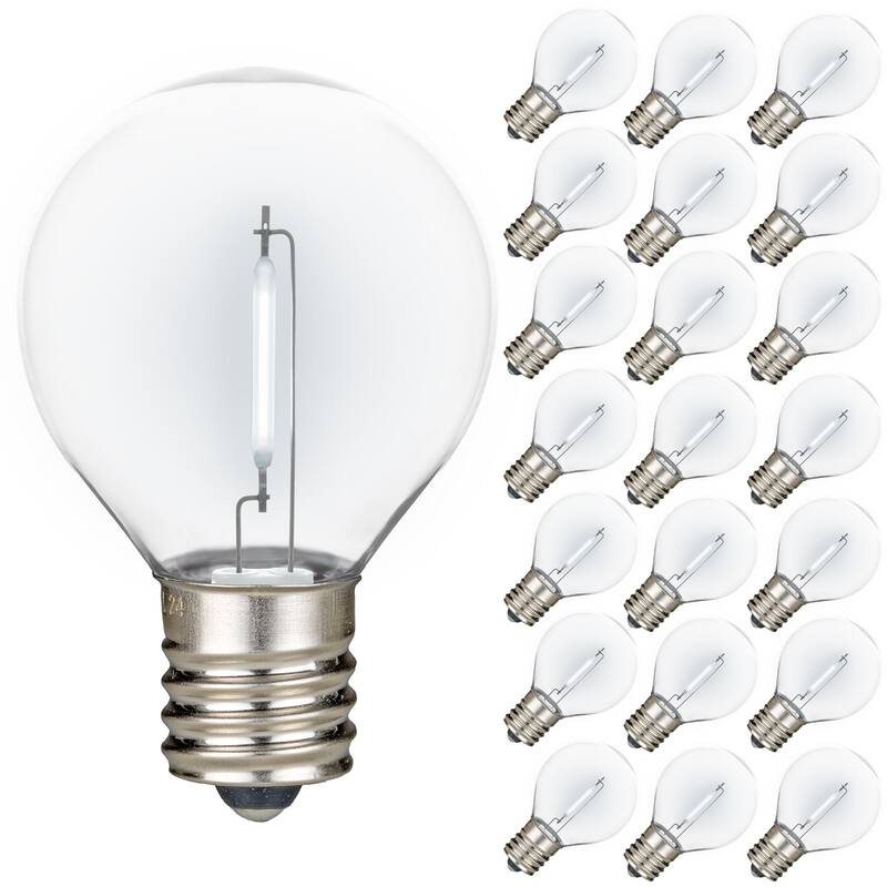25 Pack LED G30 Plastic Filament Outdoor Globe Replacement Bulbs, Warm White - White