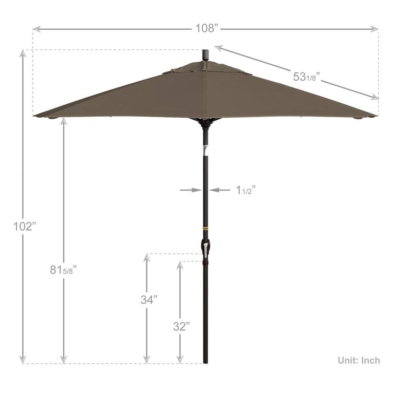 California Umbrella 9-foot Round Crank Lift, Push ButtonTilt, Bronze Frame Finish, Aluminum Patio Umbrella with Sunbrella Fabric
