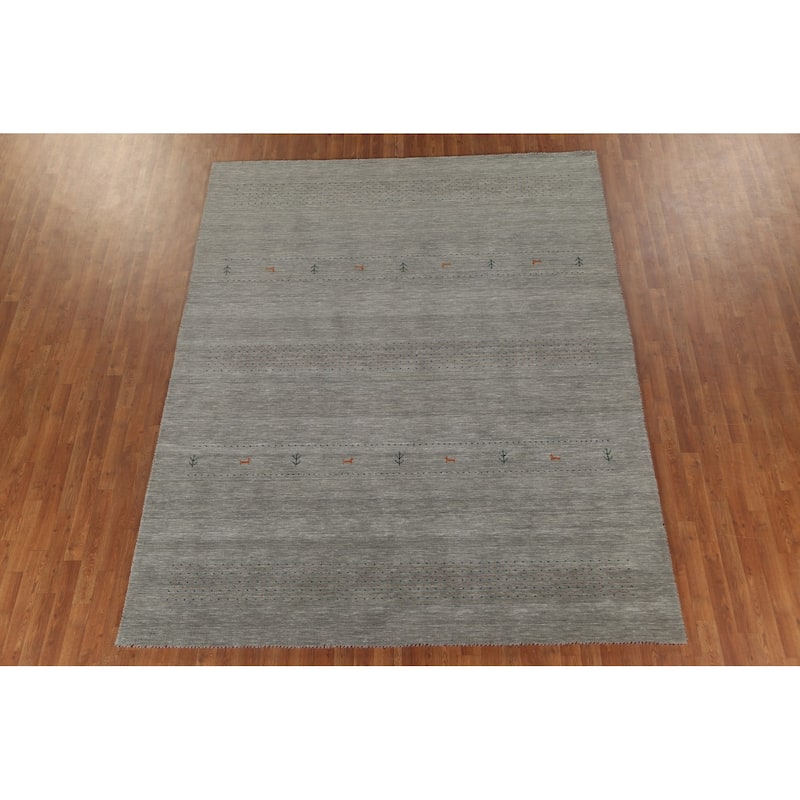 Tribal Gabbeh Indian Area Rug Handmade Wool Carpet - 7'10"x 9'8"