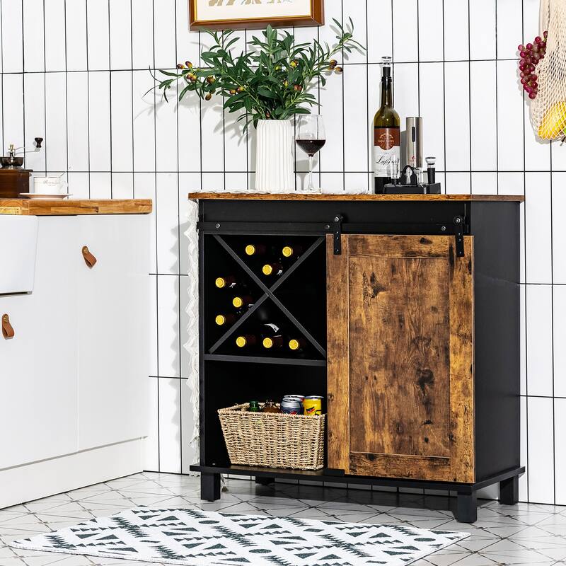 Costway Kitchen Buffet Storage Cabinet Sideboard w/Sliding Barn Door - See Details