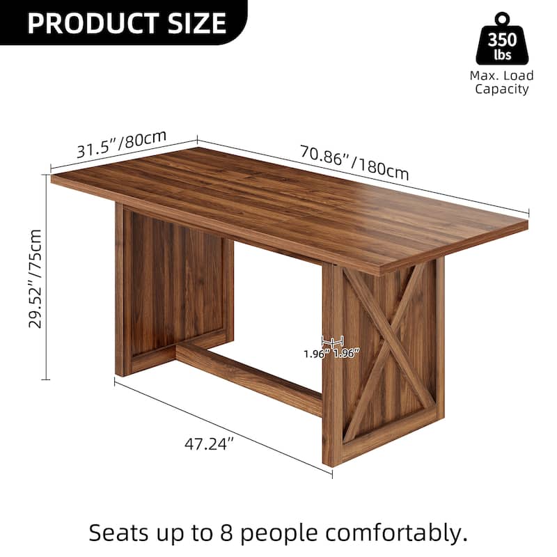 Moasis 70.8" Large Farmhouse Kitchen Dining Room Table for 6 to 8 People