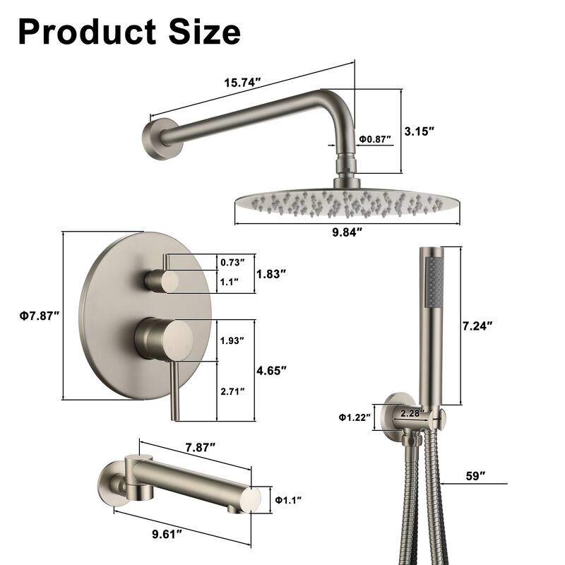 10-Inch Three-function Wall-mounted Round Shower Set
