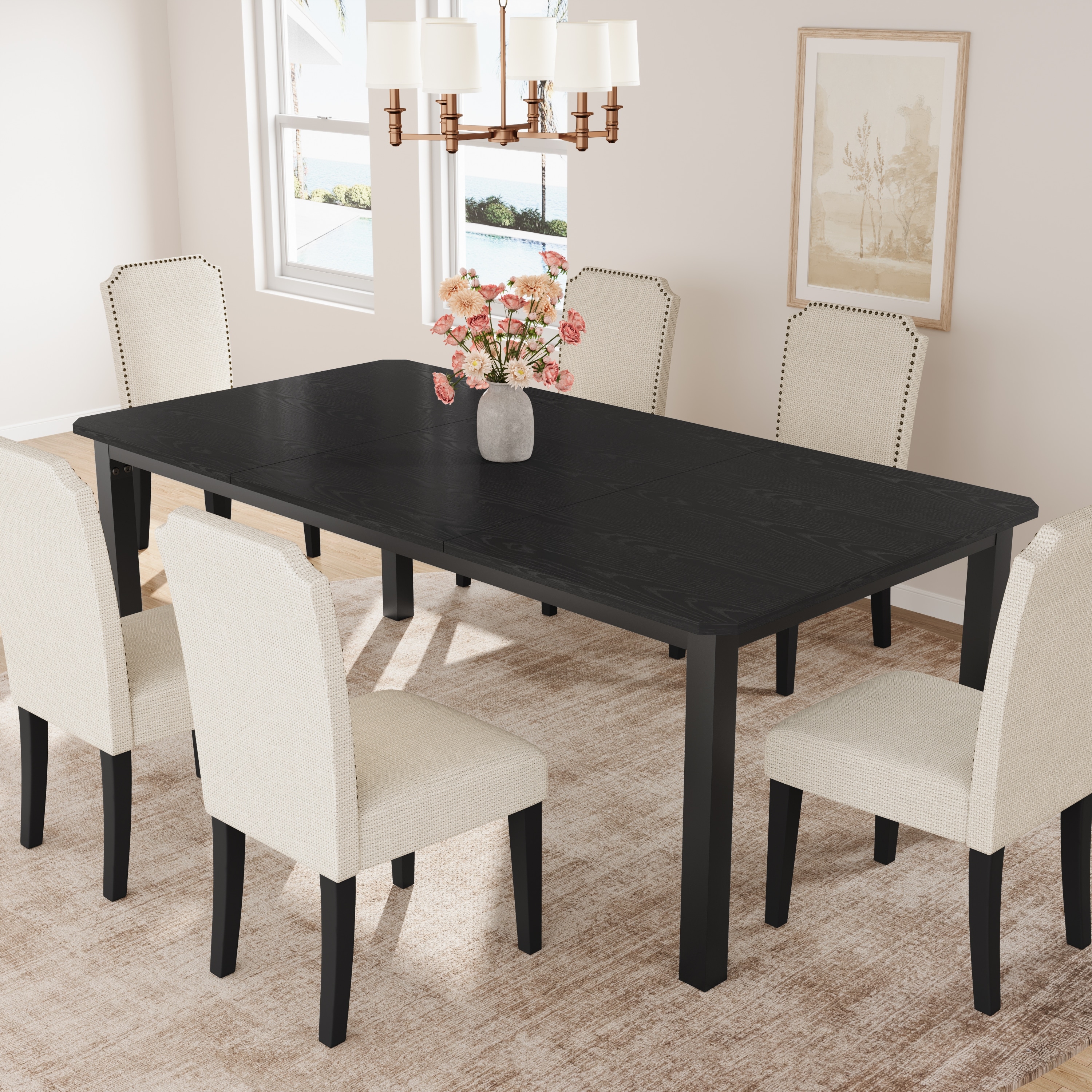 Dining Table for 8-10 People for Dining Room, Large Industrial Dinner Kitchen Tables with Sturdy Metal Frame(Only Table)