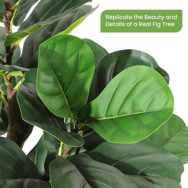 Artificial Fiddle Leaf Fig Tree - Faux Rubber Tree with White Pot