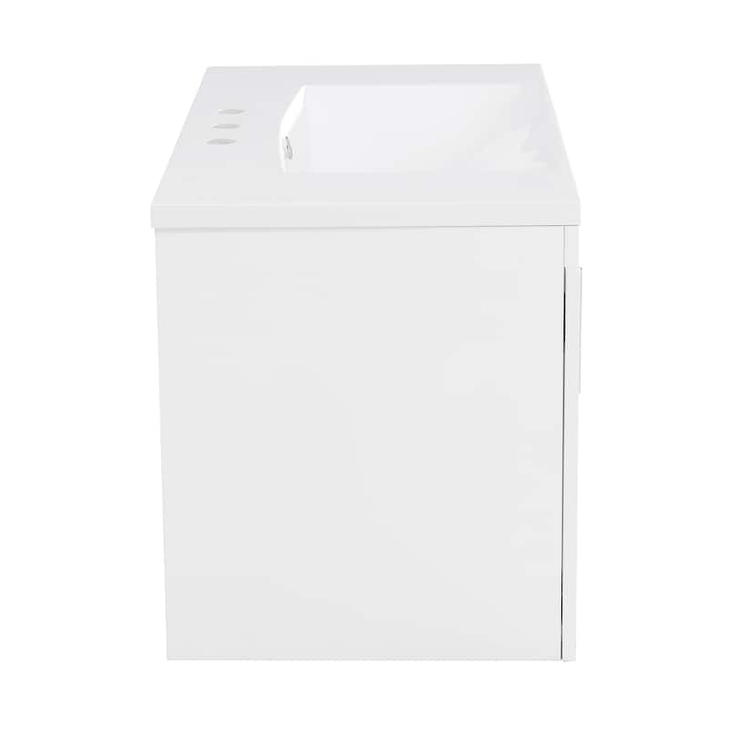 36" Wall Mounted Bathroom Vanity Cabinet with Resin Sink & 2 Drawers