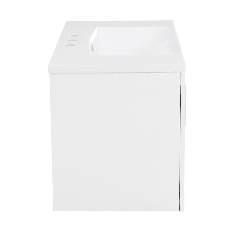 GDFStudio - Caldora Modern Wall-Mounted Bathroom Vanity with 2 Storage Drawers and Resin Sink - 36'W