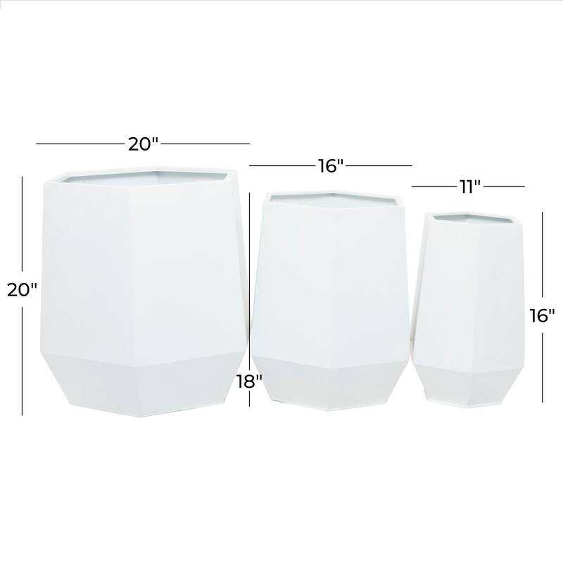 Metal Modern Planters (Set of 3) - S/3 20", 16", 10"W