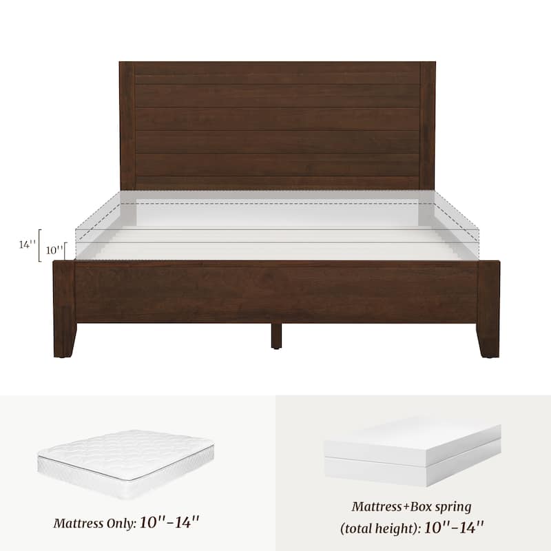 Modern Full/Queen/King Size Solid Wood Platform Bed with Headboard