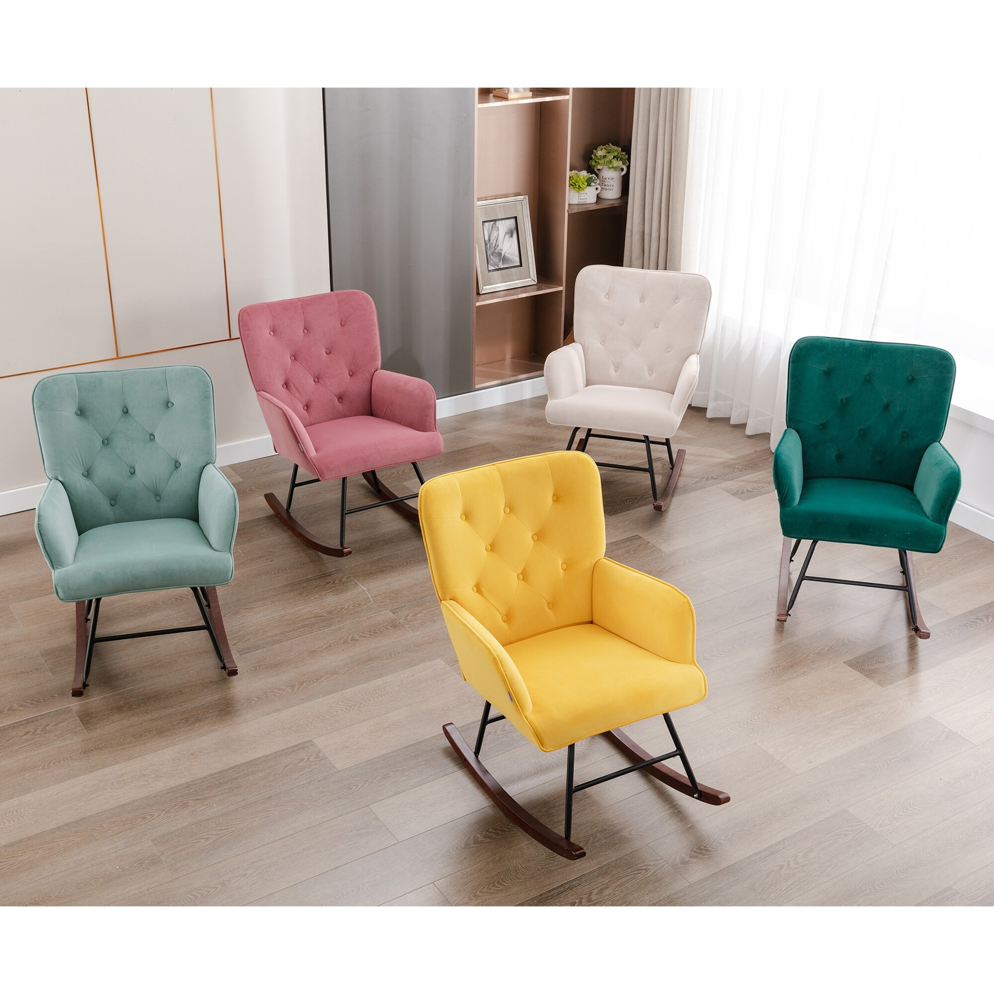 TiramisuBest Living Room Comfortable Velvet Rocking Chair 5 Color