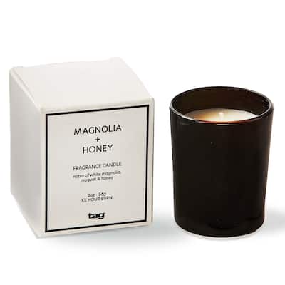 Magnolia & Honey Scented Votive Candle - Black, 2oz, 7hr Burn Time, Everyday Use, 2.5"h x 2"l x 2"w