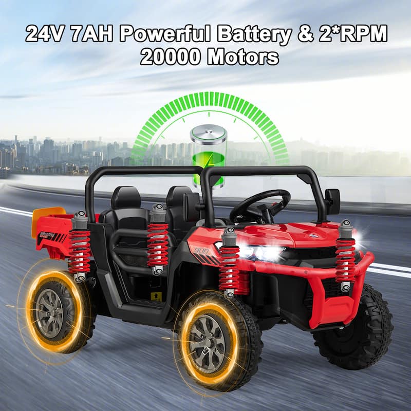 Gymax 24V Kids Ride On Dump Truck 2-Seater Electric Truck w/ Remote