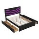 preview thumbnail 18 of 30, Queen Size Upholstered Storage Platform Bed with LED