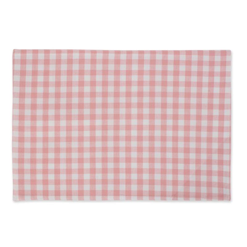 DII Pink & White Reversible Gingham Buffalo Check Placemat Set, 4 Piece