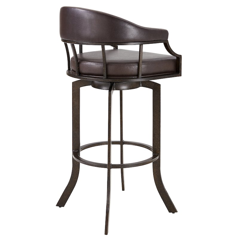 Pharaoh Brown Faux Leather Swivel Bar/Counter Stool in Auburn Bay Finish