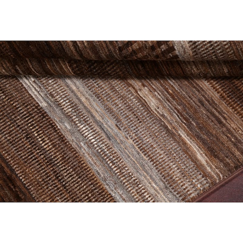 Brown Striped Gabbeh Kashkoli Oriental Area Rug Handmade Wool Carpet - 3'10" x 5'8"