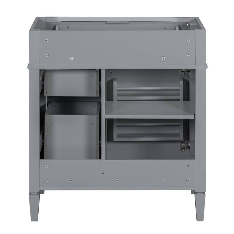 Roomfitters 30" Vanity Base Only, Modern Bathroom Cabinet with 2 Drawers and Tip-out Tray, Basin Not Included