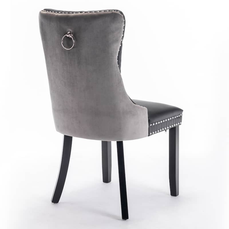 High-end Tufted Solid Wood Contemporary PU and Velvet Upholstered Dining Chair