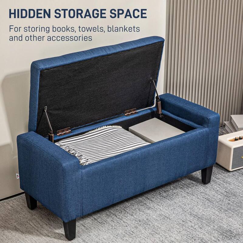 Upholstered Hidden Storage Ottoman Bench with Button Tufted, Lift Top