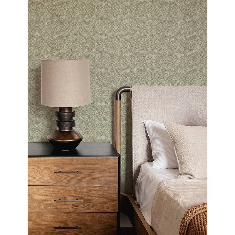 A-Street Prints Gallivant Sage Woven Geometric Wallpaper