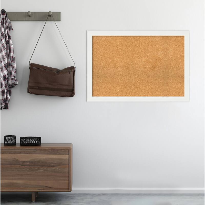 Vanity White Narrow Framed Cork Bulletin Memo Board