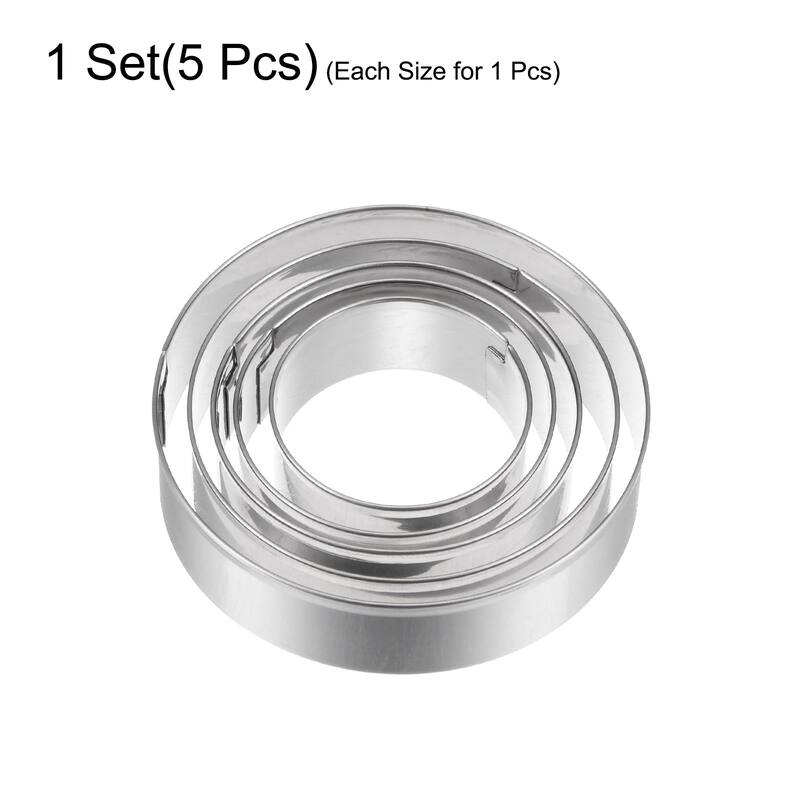 5pcs Cookie Cutters, Round Shaped Stainless Steel Biscuit Cookie Cutter