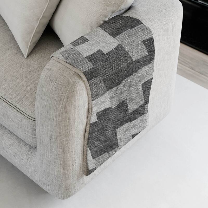 Premium Machine Washable Modern Blocks Sherpa Throw Blanket - Gray - 4'2" x 5'10"
