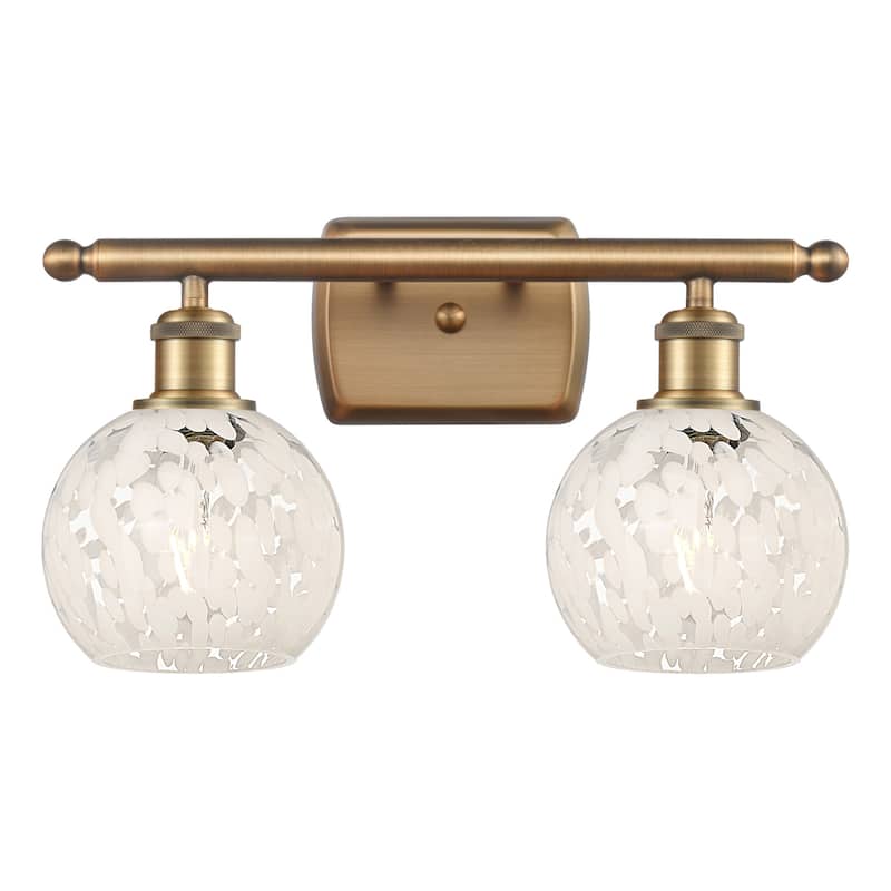 Innovations Lighting 516-2W-9-16 White Mouchette Vanity White - Brushed Brass / White Mouchette