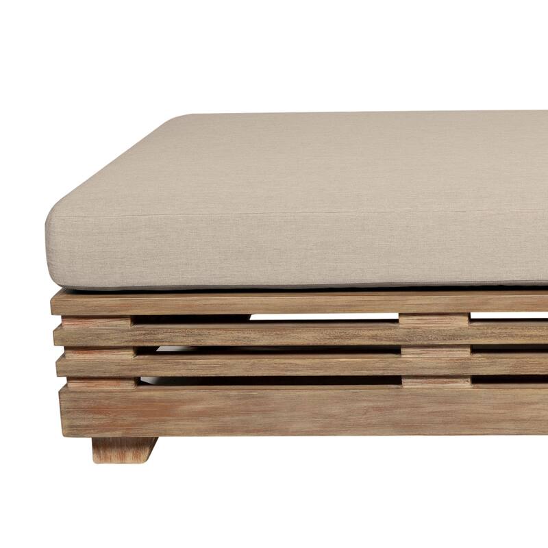 Vivid Outdoor Patio Adjustable Chaise Lounge Chair in Eucalyptus Wood with Olefin Cushions