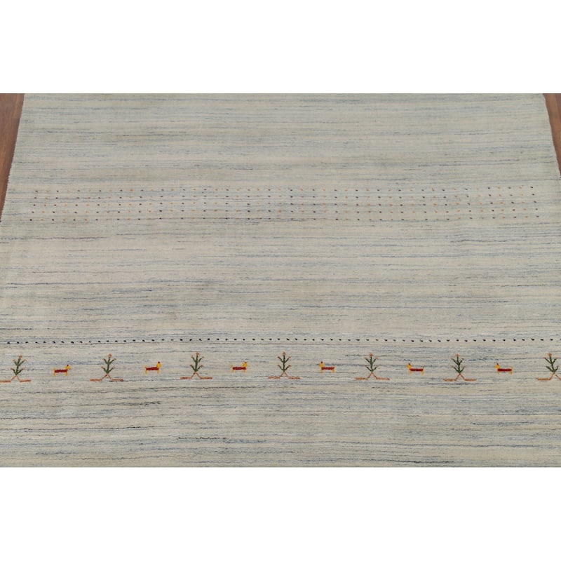 Striped Gabbeh Oriental Area Rug Handmade Wool Carpet - 6'10"x 9'9"