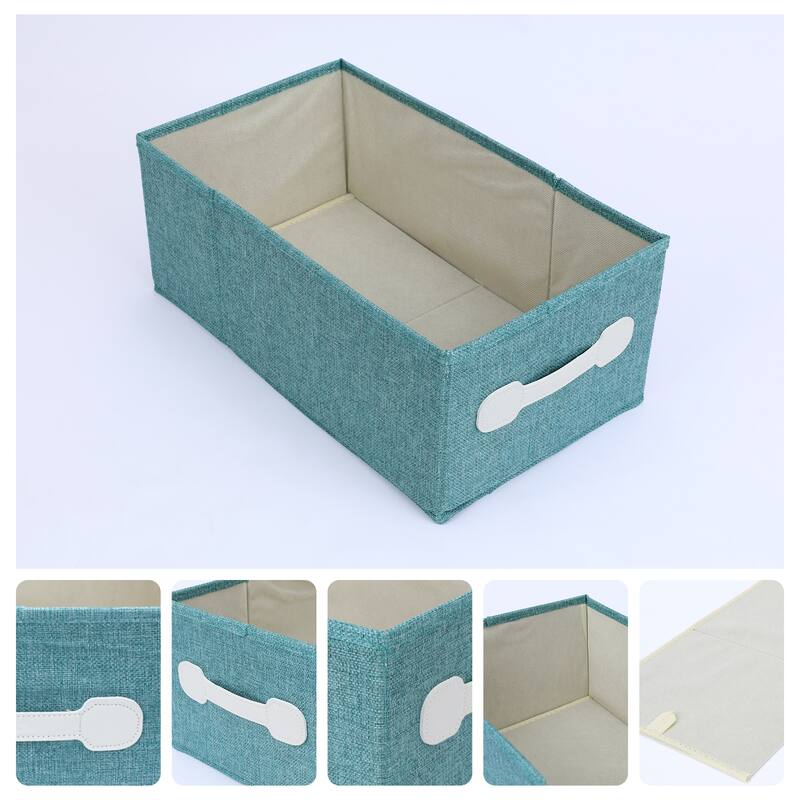 Storage Cube, Fabric Storage Bin with Handles for Shelves, 1 Pack Collapsible Storage Basket for Organizing Clothes Blankets - Green - 16*10*7in