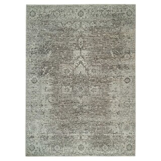 Shahbanu Rugs Gray, Erased Persian Heriz Design Soft Pile, Undyed ...