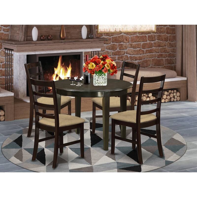 HomeStock 5-Pc Cappuccino Solid Wood Top - Dining Room Set - Seats 4
