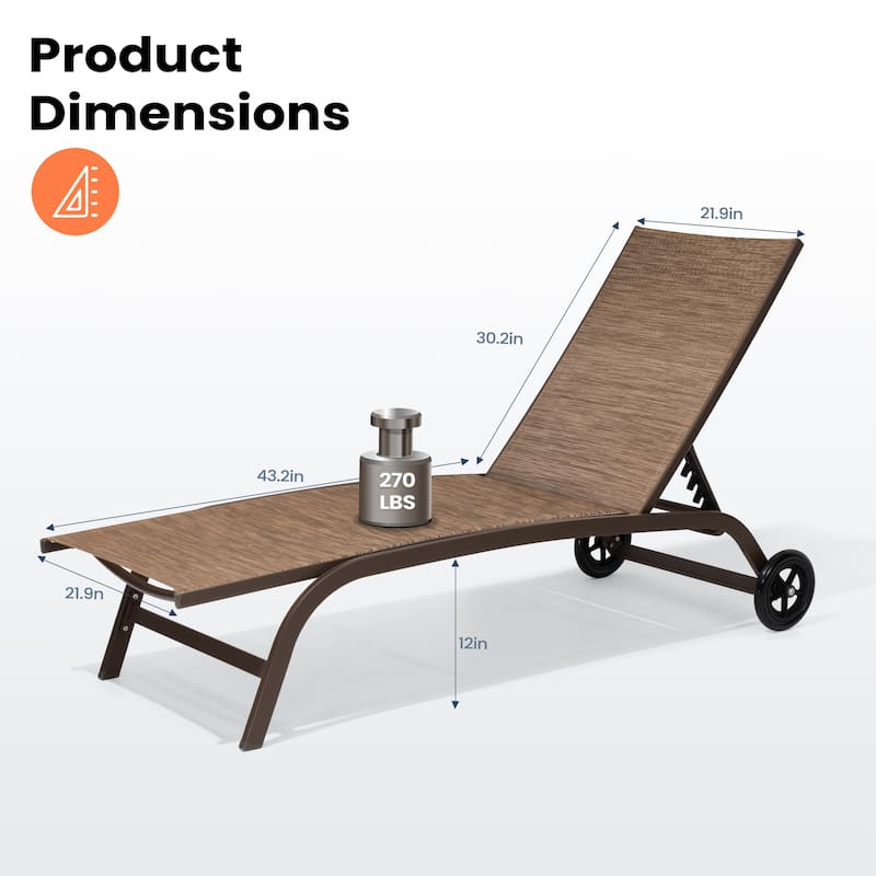 VredHom Adjustable Chaise Lounge Chair with Wheels