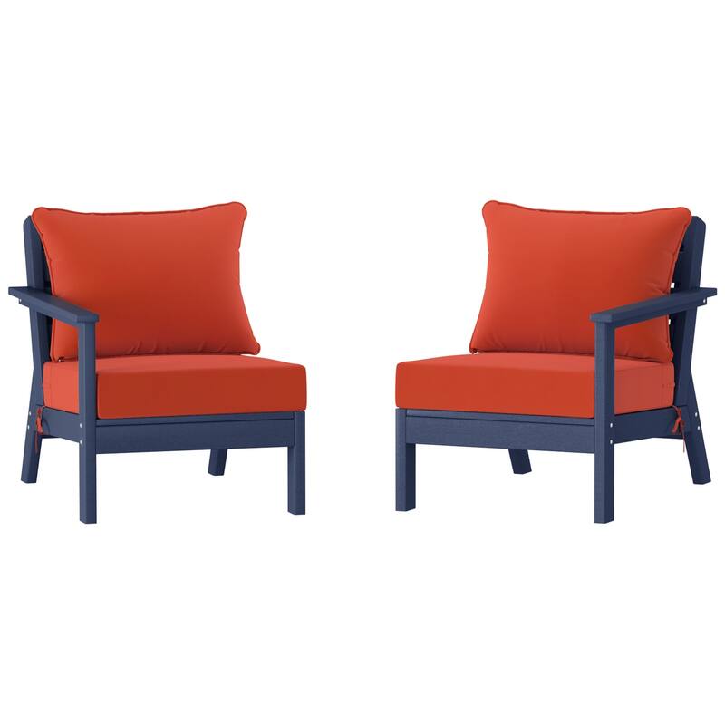 Polytrends Birchwood All Weather HDPE Outdoor Patio Deep Seating Navy Blue Loveseat (2-Piece)