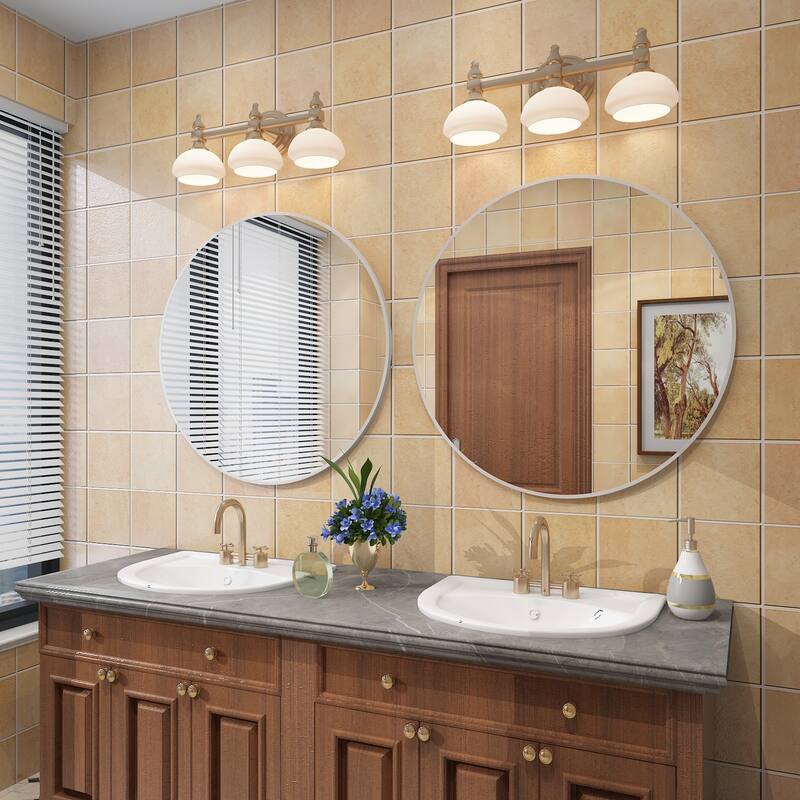 KIOTEE Full Length Round Aluminum Alloy Framed French Cleat Mounted Wall Decor Bathroom Vanity Mirror with 5-Year Warranty