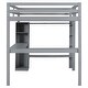 preview thumbnail 9 of 8, Grey Full Wood Loft Bed with Wardrobe, L-shaped Desk and Storage Shelves